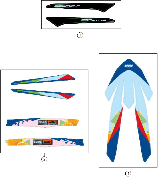 vue éclatée kit déco - ktm 250 exc-f 6days eu 2026
