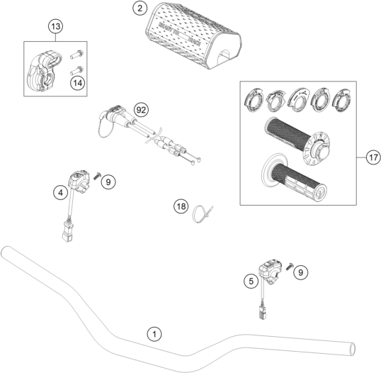 vue éclatée guidon, armatures - ktm 350 sx-f eu 2026