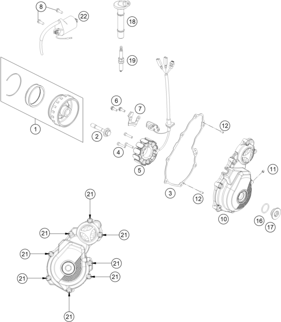 vue éclatée système de allumage - ktm 350 sx-f eu 2026
