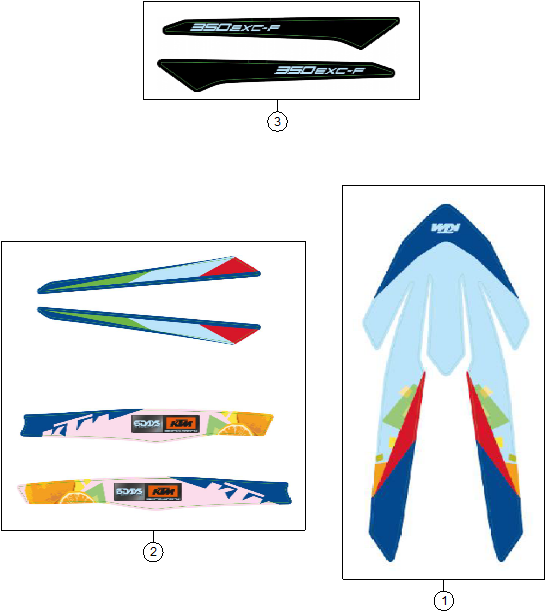 vue éclatée kit déco - ktm 350 exc-f 6days eu 2026