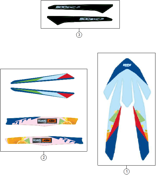 vue éclatée kit déco - ktm 500 exc-f 6days eu 2026
