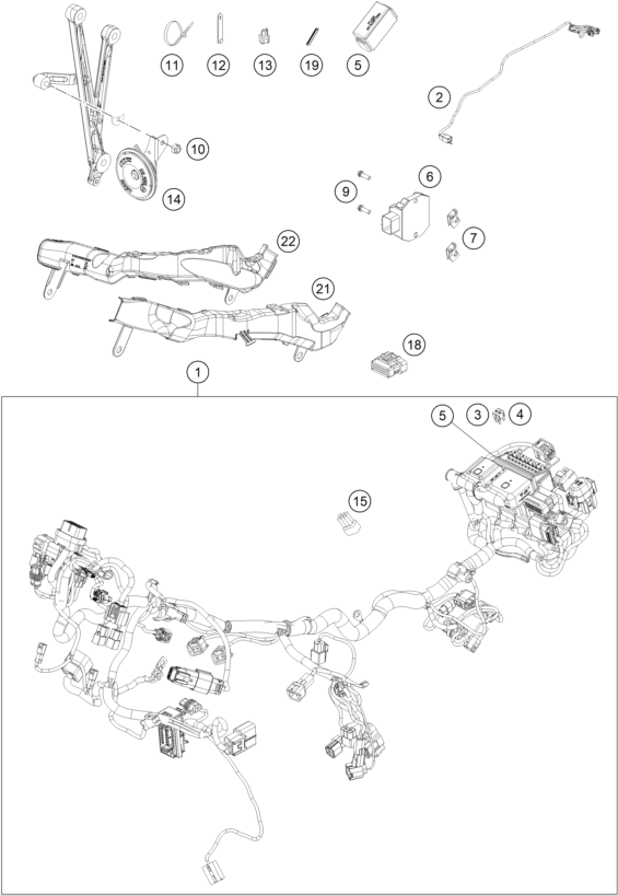 vue éclatée faisceau de câbles - ktm 690 enduro r eu 2026