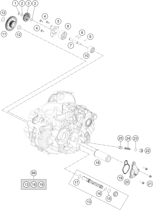 vue éclatée système de lubrification - ktm 690 enduro r eu 2026
