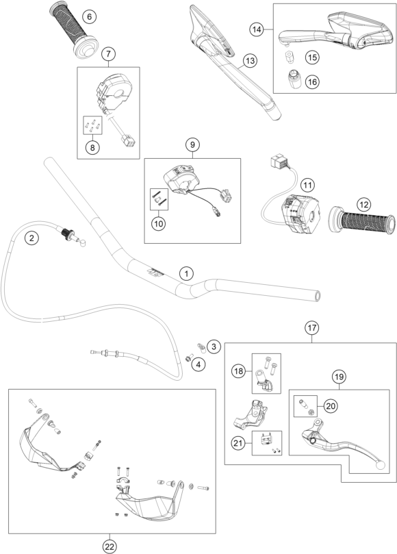 vue éclatée guidon, armatures - ktm 890 smt eu 2026