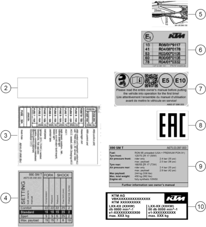 vue éclatée technic information sticker - ktm 890 smt eu 2026