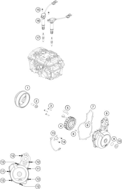 vue éclatée système de allumage - ktm 890 smt eu 2026