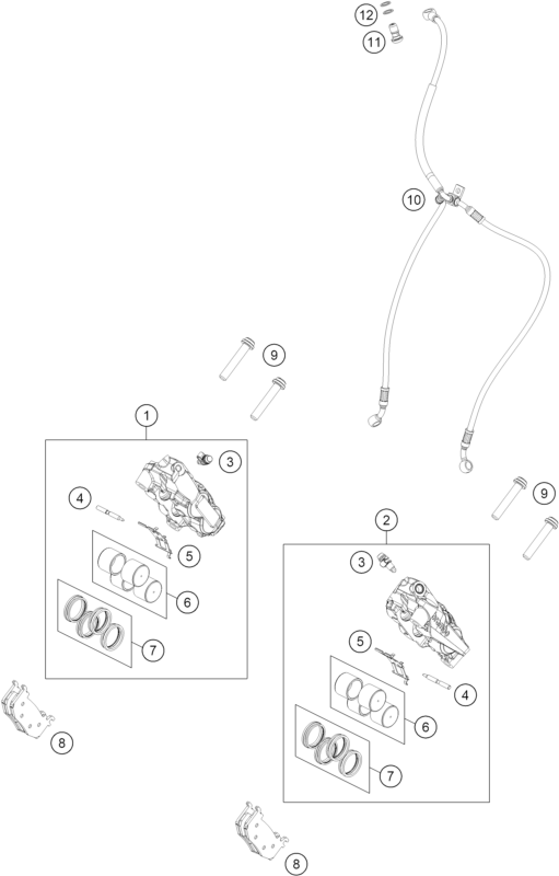 vue éclatée étrier de frein avant - ktm 990 rc r track 2026