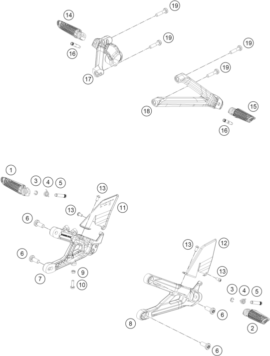 vue éclatée repose-pieds - ktm 990 rc r, orange eu 2026