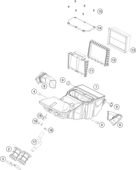 vue éclatée filtre à air - ktm 990 rc r, black eu 2026