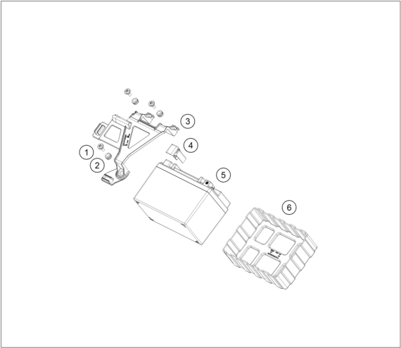 vue éclatée batterie - ktm 990 rc r, black eu 2026
