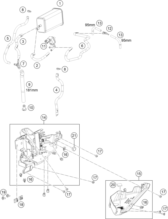 vue éclatée filtre à charbon actif - ktm 990 duke eu 2026