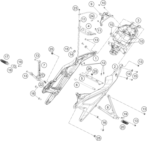 vue éclatée bras arrière - ktm 990 duke eu 2026