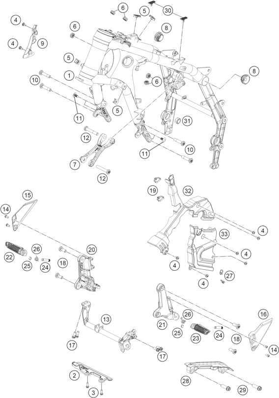 vue éclatée cadre - ktm 990 duke eu 2026