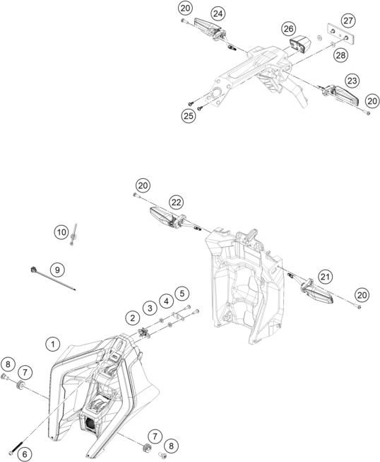 vue éclatée éclairage - ktm 990 duke eu 2026