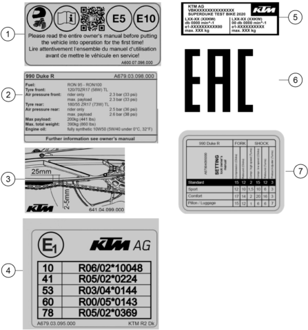 vue éclatée technic information sticker - ktm 990 duke r eu 2026