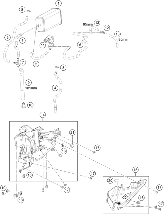 vue éclatée filtre à charbon actif - ktm 990 duke r eu 2026