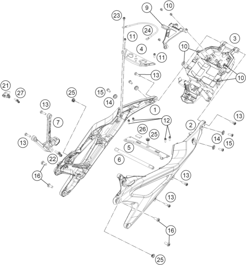 vue éclatée bras arrière - ktm 990 duke r eu 2026