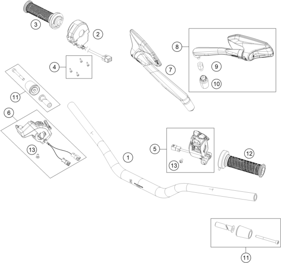 vue éclatée guidon, armatures - ktm 1390 super duke r, black eu 2026
