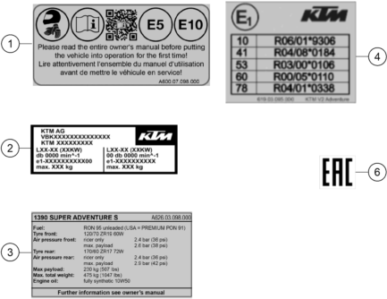 vue éclatée technic information sticker - ktm 1390 super adventure s, orange eu 2026