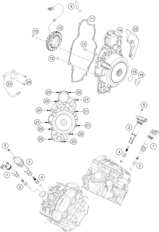 vue éclatée système de allumage - ktm 1390 super adventure r eu 2026