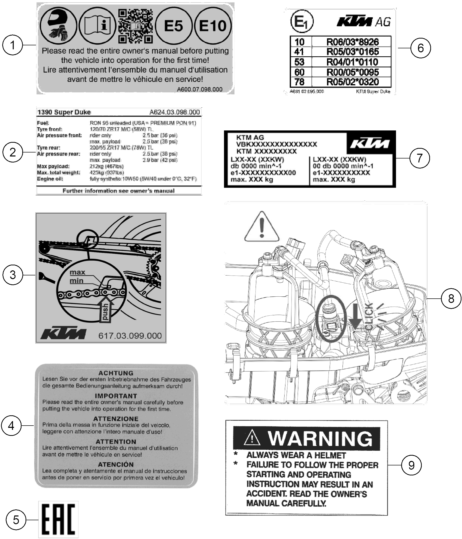 vue éclatée technic information sticker - ktm 1390 super duke r evo, orange eu 2026