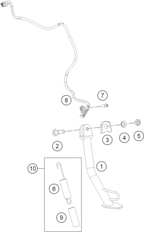 vue éclatée béquille latérale / béquille centrale - ktm 125 duke, black eu 2026