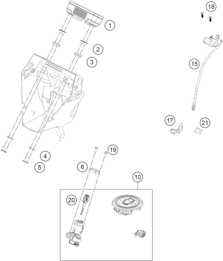 vue éclatée instruments / système de verrouillage - ktm 390 smc r eu 2026