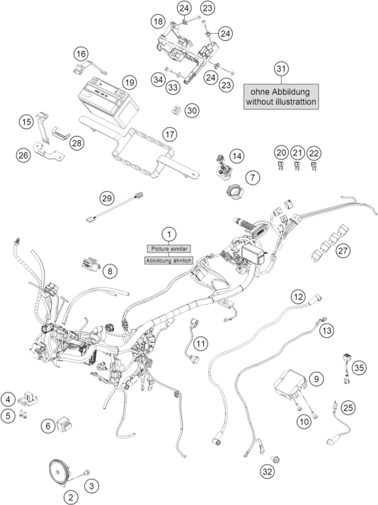 vue éclatée faisceau de câbles - ktm 200 duke, black, abs-ckd co 2026