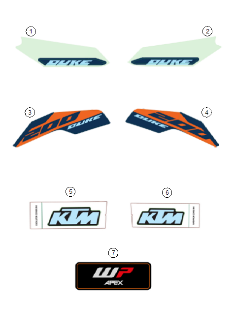 vue éclatée kit déco - ktm 200 duke, blue, abs-ckd ph 2026