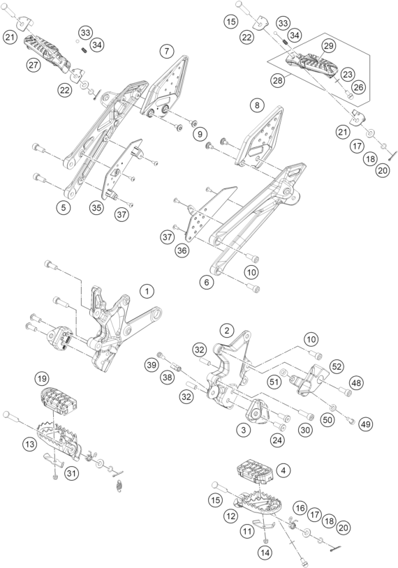 vue éclatée repose-pieds - ktm 390 smc r - ckd co 2026