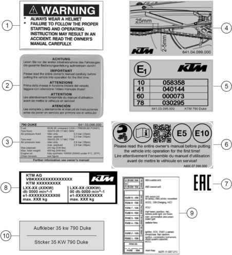 vue éclatée technic information sticker - ktm 790 duke, orange - d.d. cn 2026
