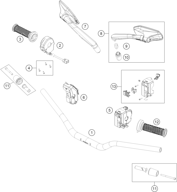 vue éclatée guidon, armatures - ktm 1390 super duke rr eu 2026
