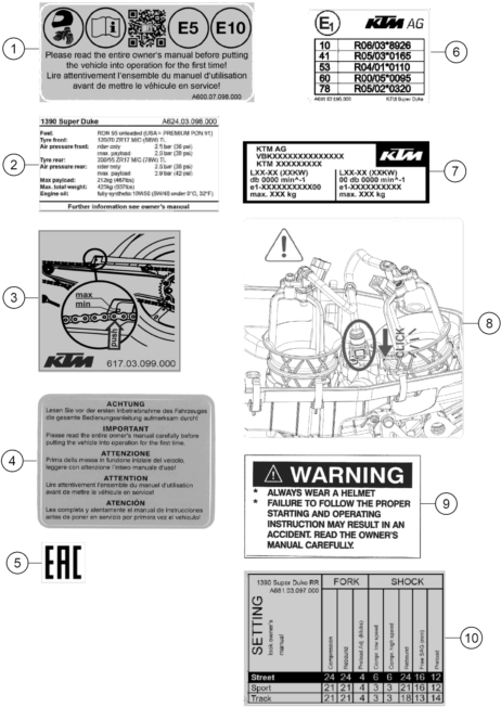 vue éclatée technic information sticker - ktm 1390 super duke rr eu 2026