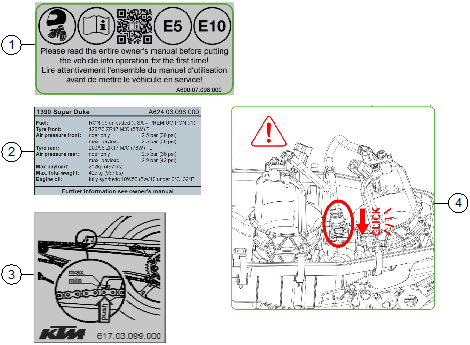 vue éclatée technic information sticker - ktm 1390 super duke rr track eu 2026