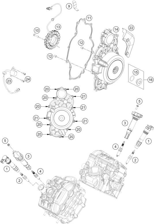vue éclatée système de allumage - ktm 1390 super duke rr track eu 2026