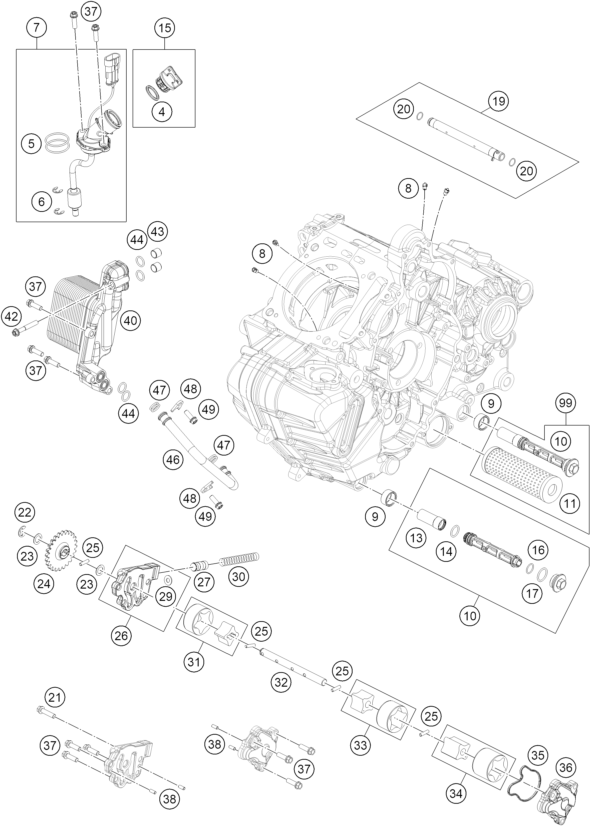 vue éclatée système de lubrification - ktm 1390 super duke rr track eu 2026