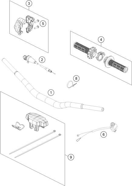 vue éclatée guidon, armatures - ktm 50 sx 2027
