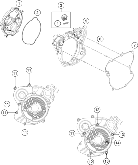 vue éclatée couvercle d’embrayage - ktm 65 sx 2027