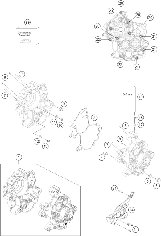 vue éclatée carter moteur - ktm 65 sx 2027