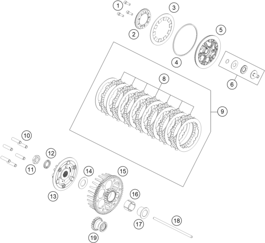 vue éclatée embrayage - ktm 85 sx 17/14 2027