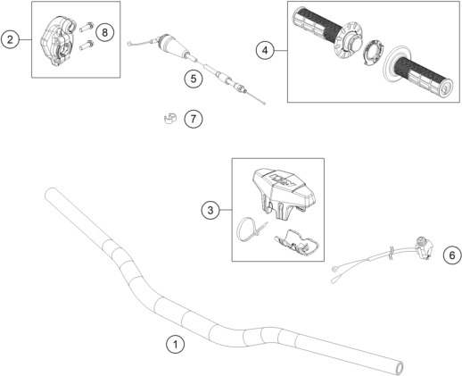 vue éclatée guidon, armatures - ktm 85 sx 19/16 2027