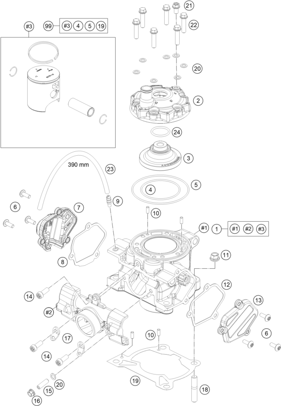 vue éclatée cylindre - ktm 85 sx 19/16 2027