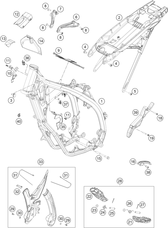 vue éclatée cadre - ktm 125 sx 2027