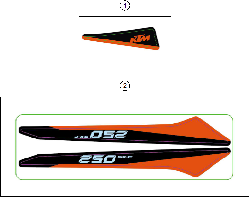vue éclatée kit déco - ktm 250 sx-f 2027