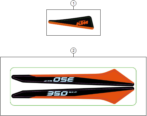 vue éclatée kit déco - ktm 350 sx-f 2027