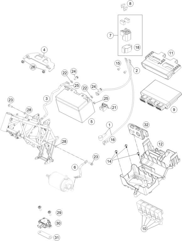 vue éclatée batterie - ktm 690 smc r 2 2026