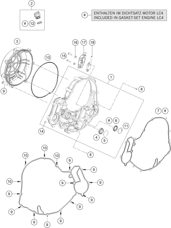 vue éclatée couvercle d’embrayage - ktm 690 smc r 2 2026
