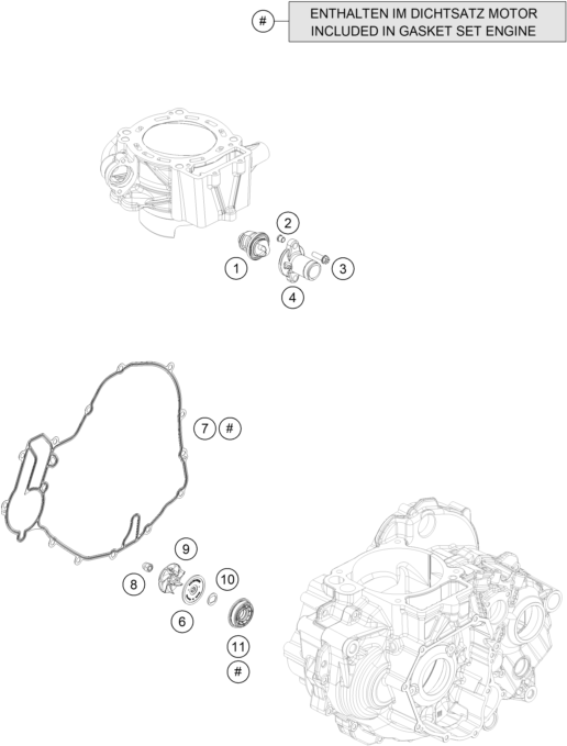 vue éclatée pompe à eau - ktm 690 smc r 2 2026