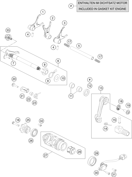 vue éclatée mécanisme de sélection - ktm 690 smc r 2 2026